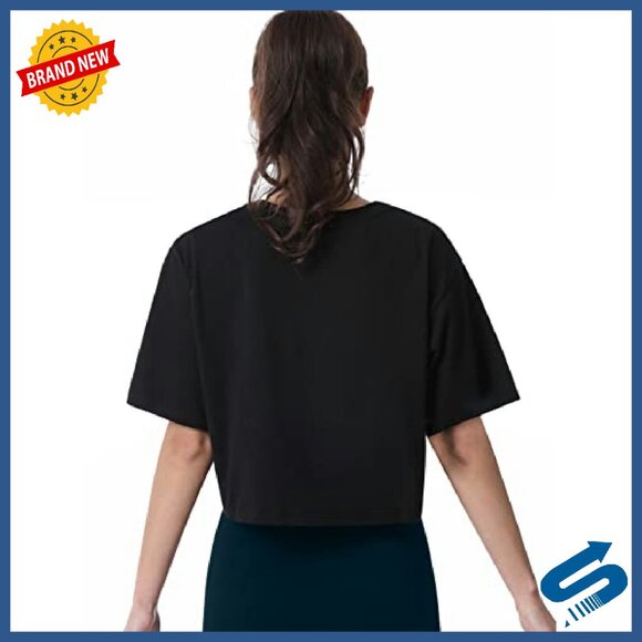 Women's Cotton Crop T-Shirts 4-Pack Short Sleeve Athletic Yoga Tees - Picture 5 of 8